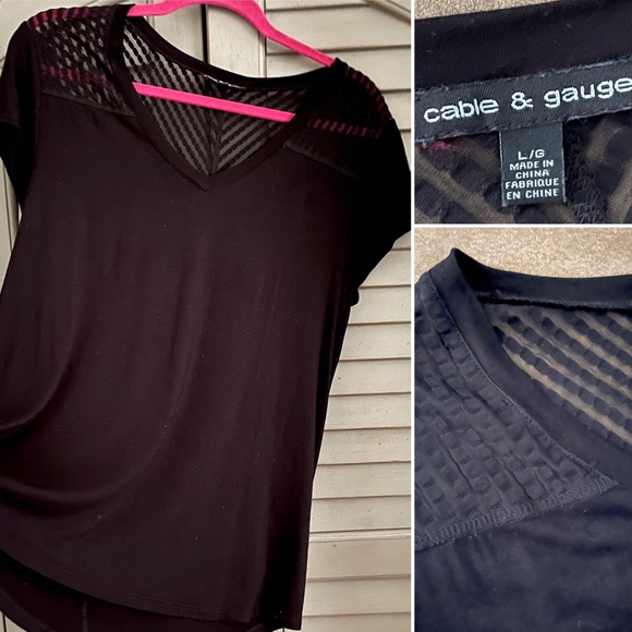 Cable & Gauge Tops Cable And Gauge Cap Sleeve Lace Front And Back